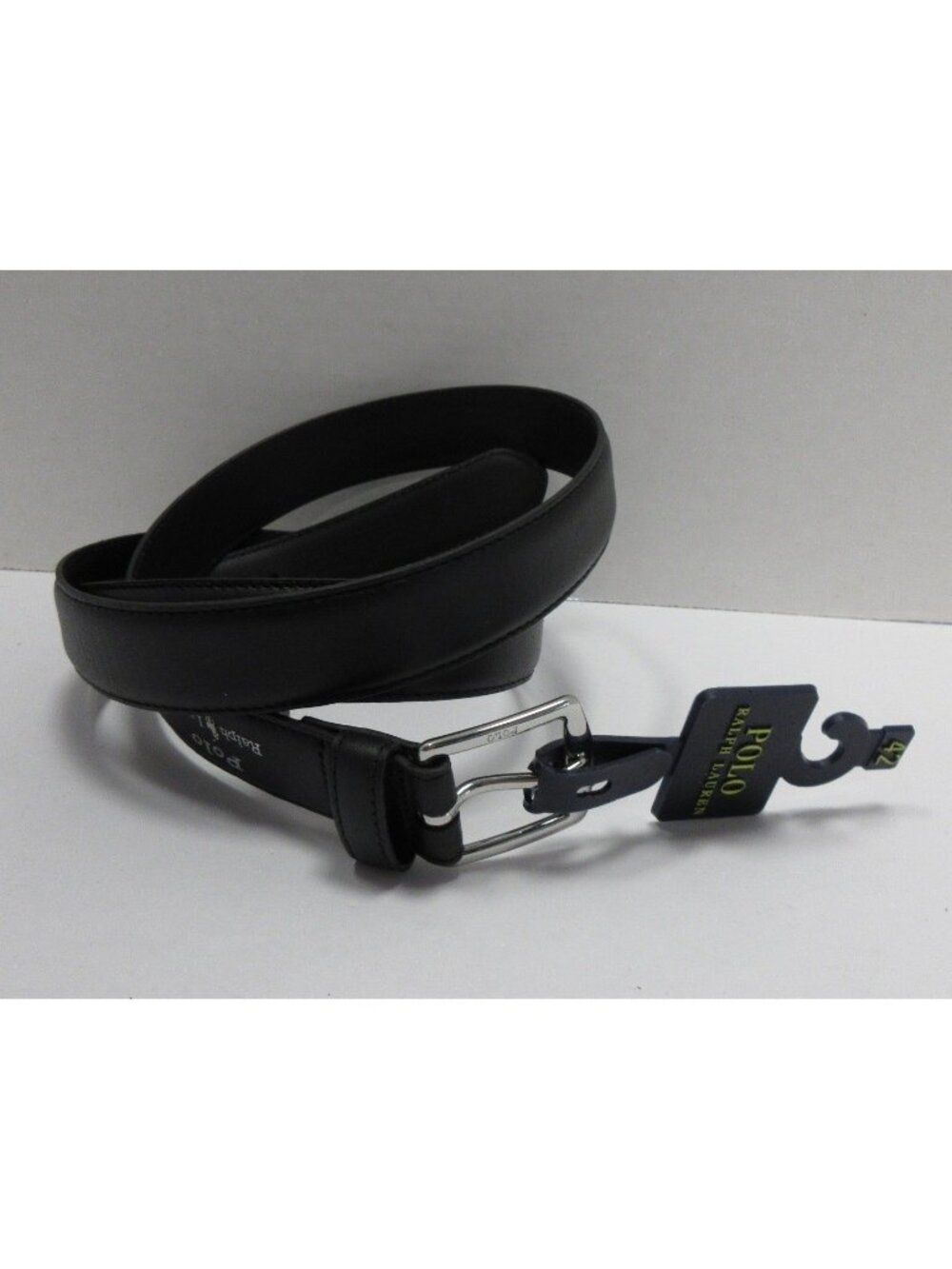 Polo Ralph Lauren Belt 42 Cowhide Leather Y2K Silver Tone Buckle Pony